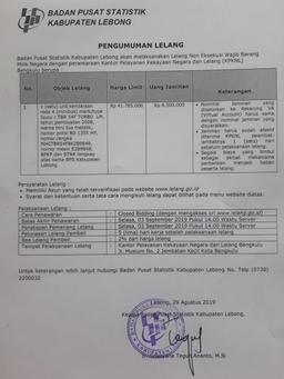 Info Lelang BPS Kabupaten Lebong